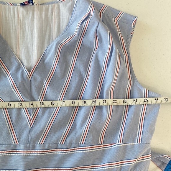 Vineyard Vines Nicholls Stripe Seersucker Tie-Waist Dress Cap Sleeve Bimini Blue - Picture 14 of 16